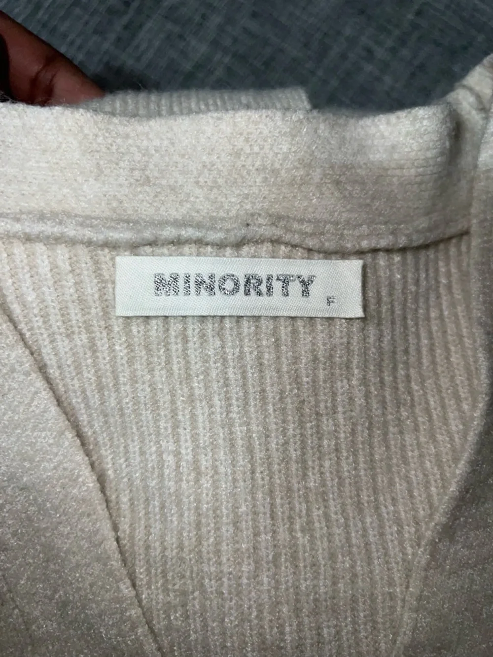 Cream Ribbed V-Neck Button-Front Cardigan Sweater - Picture 8 of 9